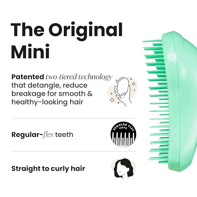 Tangle Teezer Original Detangler Brush, Dry & Wet Travel Size Mini Hair Brush, for Kids & All Hair Types, Paradise Green