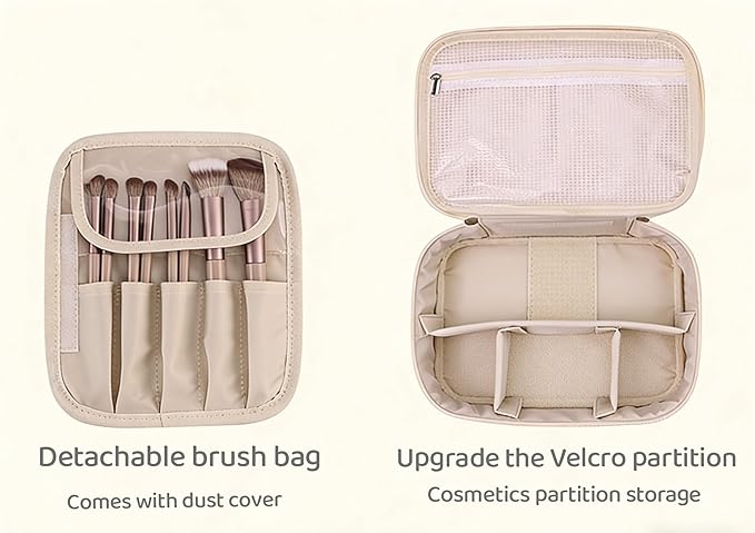 Waterproof portable makeup bag, large capacity travel makeup box storage bag, women's grooming bag with handle and partition