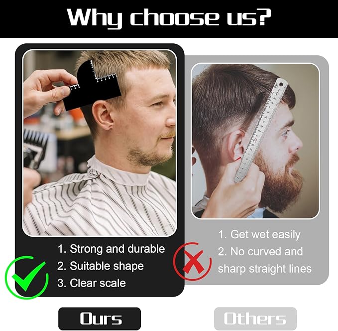 2 Pcs Barber Enhancement Card,Black Shape up Tool for Hairline,T Shape Enhancement Card for Barbers,with Measurement Reusable Enhancements Cards for Precise Edge Beard Line UP