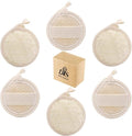 Face Loofah Pads Exfoliating Scrubber, Natural Luffa Facial Cleanser Pad Sponges Exfoliator Scrub Brush 6 Pack for Body Back Dead Skin Cleansing Washing Suitable for Men Women Bath Shower Spa Massage