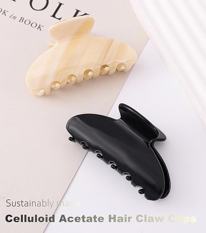 2 Pcs Small Medium Hair Claw Clips for Women Acetate Claw Hair Clips for Thin Fine Thick Hair