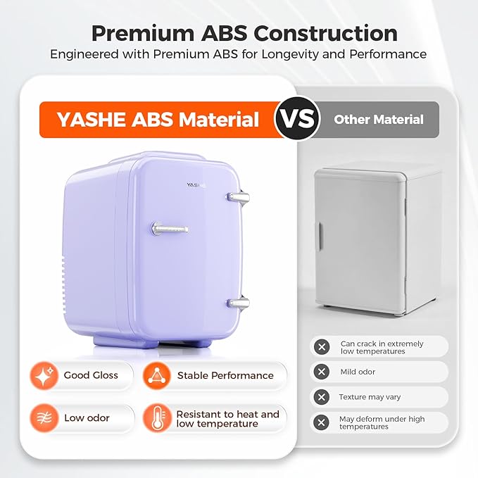 Mini Fridge, 4 Liter/6 Can Mini Makeup Fridge, 110V AC/ 12V DC Portable Thermoelectric Cooler&Warmer for Skincare, Drink, Cosmetic, Medicine, Small fridge for Bedroom, Office, Dorm, Car, Purple