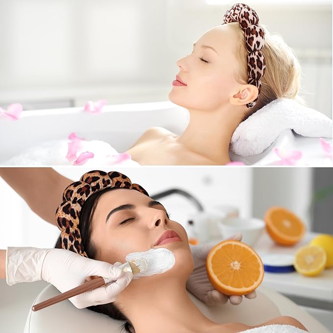 Spa Headbands for Washing Face or Facial, Set of 2 Skincare, Terry Cloth Headband Wash Headband Combo Pack - Puffy Makeup Headbands for Face Washing, Mask, Skin Treatment