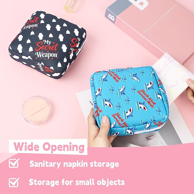Desing Wish Sanitary Pad Storage Bag Portable Period Bag for Teen Pads/Sanitary Napkins/Small Tampons, Sanitary Napkin Storage Bag First Period Gifts for Teen Girls (Secret Weapon)