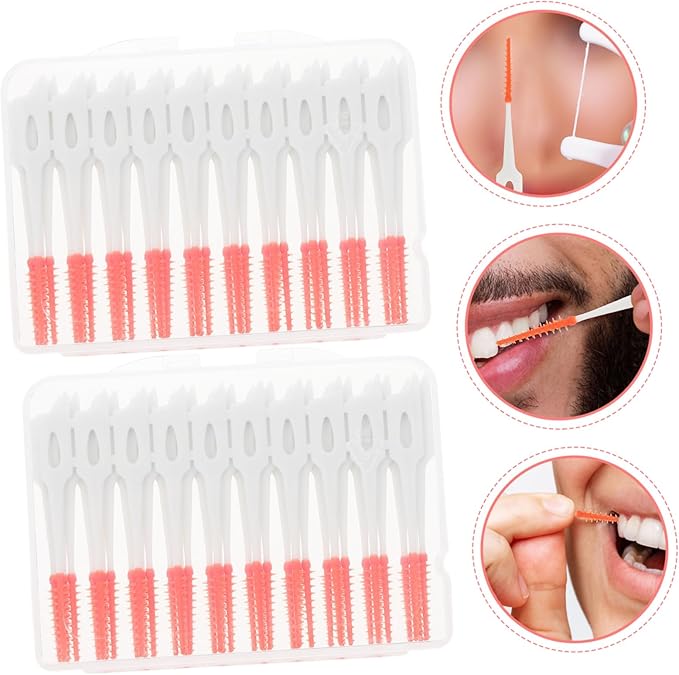 Interdental Brush Set 80pcs Portable Dispenser Flexible Gum Massager for Effective Oral Care for Teeth Gaps and Use
