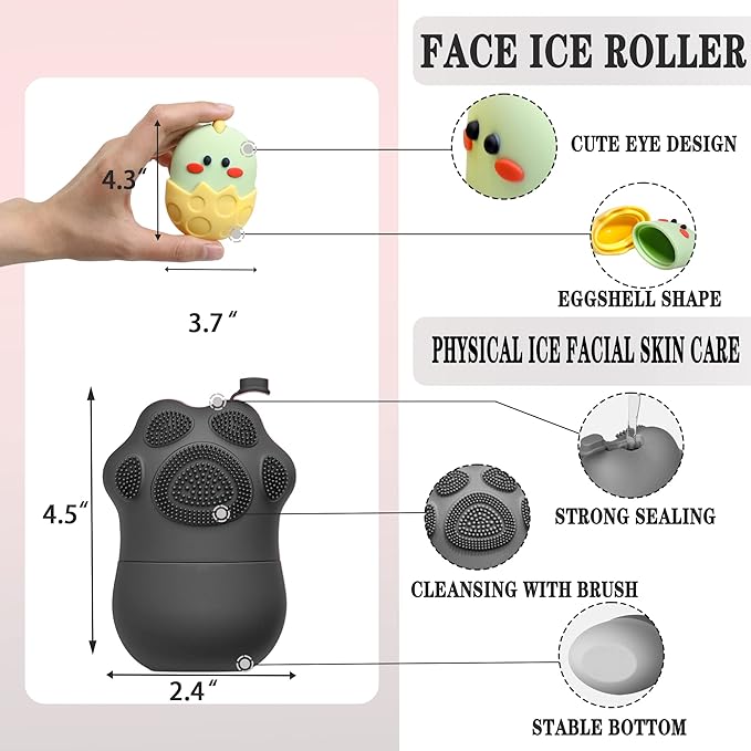 Ice Face Roller Massager Enhance the Glow, Ice Roller for Eyes and Neck Naturally Conditioning and Skin Care, Reusable Massage Silicone Ice Mold