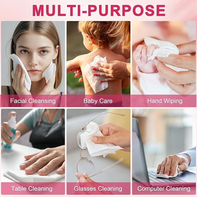 FACEMADE 120 Count XXL Disposable Face Towels 12" × 12", 100% USDA Biobased Face Towelettes Disposable, Clean Facial Towels for Makeup and Clean Skin, Super Soft and Thick Dry Wipes Club