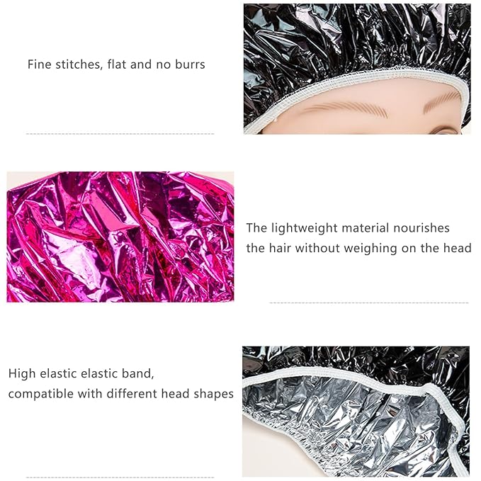 4 Pack Aluminum Foil Heat Cap Reusable Hair Streamer Deep Conditioning Caps Hair Processing Caps for Hydrating Argan Oil Hair Mask Deep Conditioner Perm Coloring Dye Damaged Hair Color-Treated