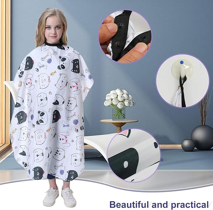Professional Kids Barber Cape Hair Cutting Cape Salon Capes for Hair Stylist Hairdresser Cape Barber Supplies (Animals).