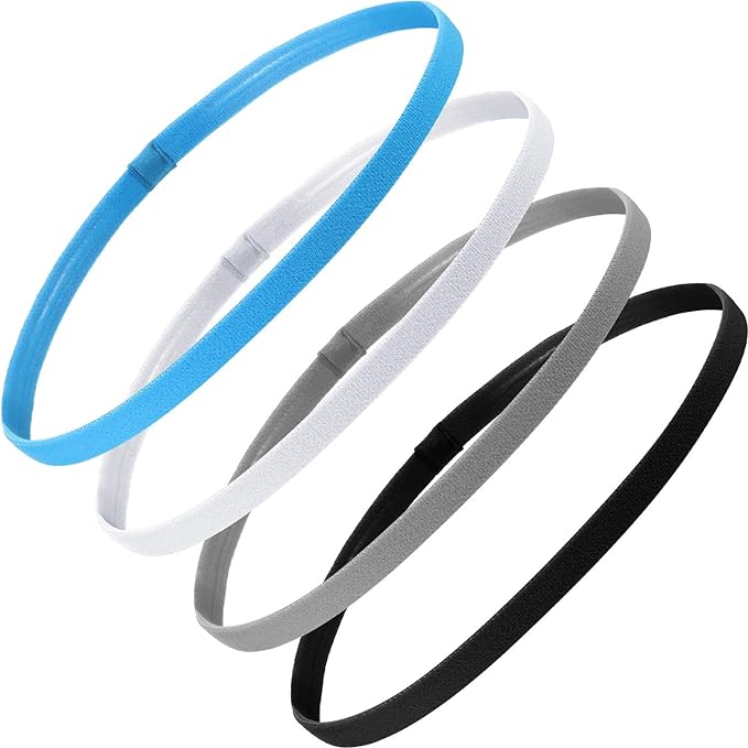 4 Pieces Elastic Sports Headbands Thick Non-Slip Hair Bands for Women and Men