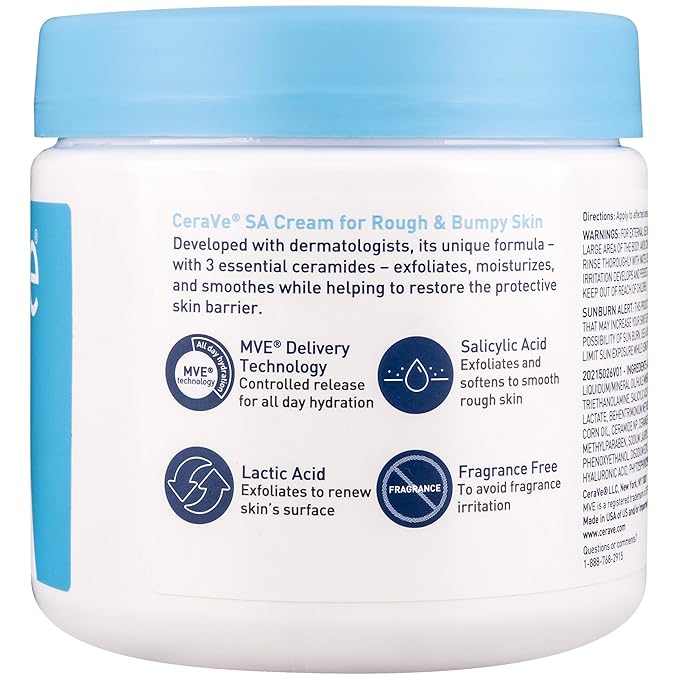 CeraVe Moisturizing Cream with Salicylic Acid, Exfoliating Body Cream with Lactic & Hyaluronic Acid, Niacinamide, and Ceramides, Fragrance Free & Allergy Tested, 16 Ounce
