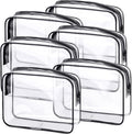 6 Pieces Clear Makeup Bags Bulk TSA Approved Toiletry Bag for Travel PVC Waterproof Clear Cosmetic Pouch with Zipper for Men and Women Carry-on Travel Essentials (Black)