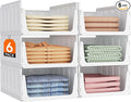 Lifewit 6 Pack Stackable Closet Organizers and Storage Basket for Clothes, Plastic Sweater Storage Bins for Wardrobe, Multifunctional Pants Organizer for RV, Pantry, Bathroom, Kitchen, Dorm, 24L