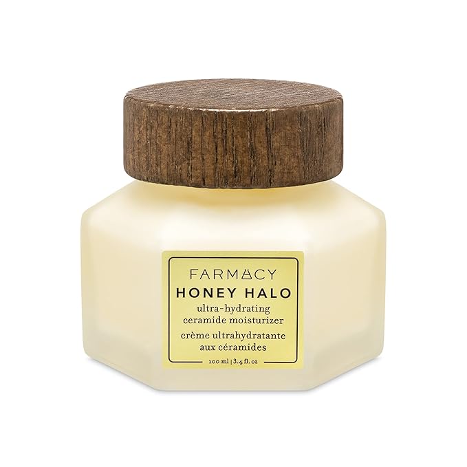 Farmacy Ceramide Face Moisturizer - Honey Halo Ultra Hydrating Facial Moisturizer with Buckwheat Honey + Ceramides - Helps Restore Barrier + Replenish Dryness - Plumping Skin Care for Dry Skin (100ml)