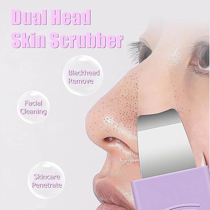 Blackhead Remover & Pimple Extractor Kit Dual-Ended Skin-Friendly Design for Sensitive Skin Professional Pore Cleanse & Acne Home Facial Care Tools with Stainless Steel Scraper (Purple-with Needle)