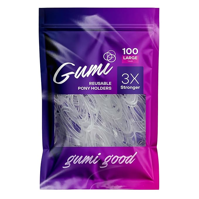 Clear Elastics 1 inch Hair Band Large for Thick or Thin Hair