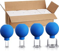 4 Pieces Glass Cupping Set Glass Silicone Cupping Cups Massage Vacuum Suction Cupping Cups for Body Face Leg Arm Back Shoulder Muscle and Joint Pain (Blue)