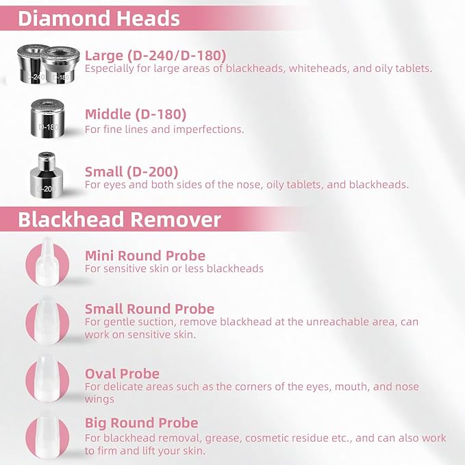 IeBilif Diamond Microdermabrasion Machine, 3 Modes Diamond Microdermabrasion Dermabrasion Machine for Blackhead Removal, Professional Portable Home Travel Microdermabrasion Device