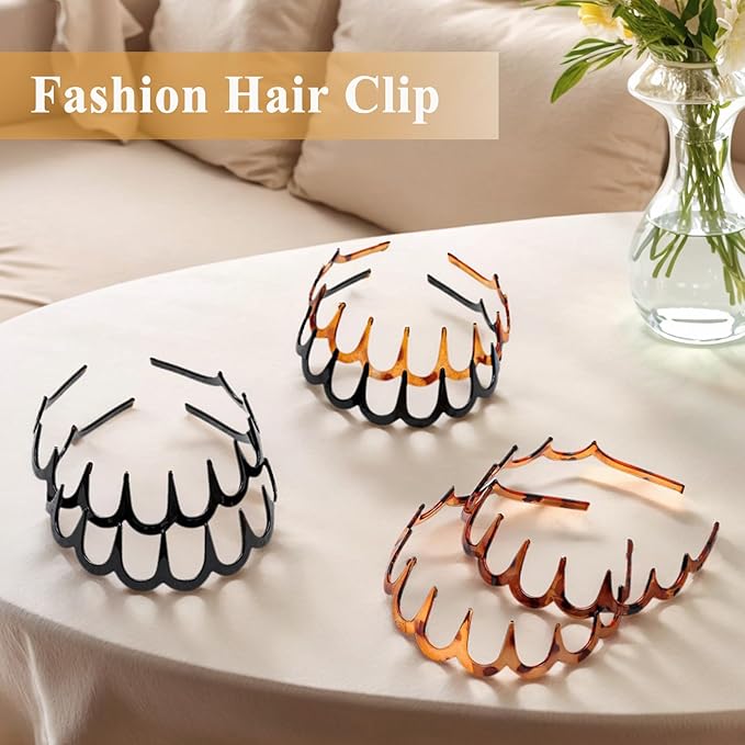 6Pcs U Shape Fashion Tooth Hair Comb Headband,High Cranium Headbands for Women's Hair, Reversible Korean Headbands with Teeth ﻿ (Mix 6Pcs, M)