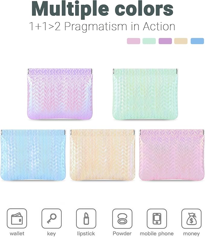2 PC Small Makeup Bag for Purse, Lipstick Holder & Purse Organizer Pouches, Waterproof Faux Leather Cosmetic Bag, Slim Travel Makeup Pouch for Women Daily & Travel Essentials