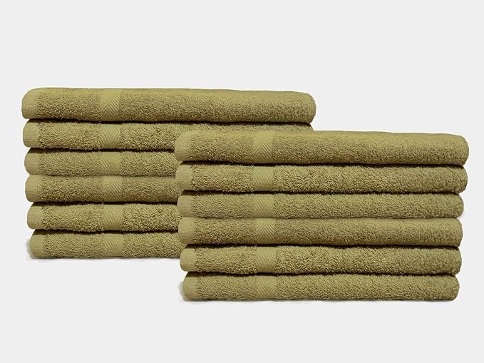 Beige Salon Towels - 16 x 27 Inch Soft Cotton Hand Towels for Hair Stylists, Barbers & Spas - Quick Dry, Durable Towel for Facial, Pedicure, Manicure & Massage Use - Pack of 12