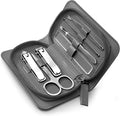 Nail Clipper Set for Purse, Manicure Kit Professional for Men & Women, 7-Piece Carbon Steel Pedicure Grooming Kit, Portable Nail Clipper Kit Travel Size, Gray