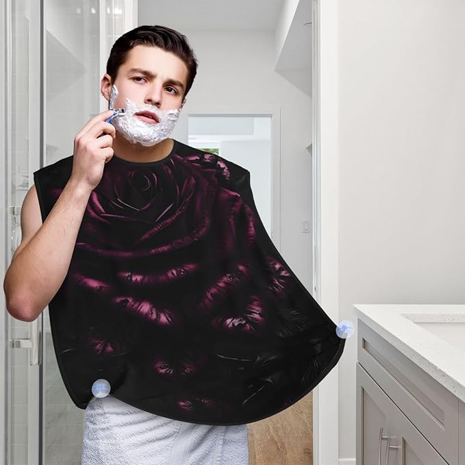 Pinks Cherry Blossoms Print Beard Bib Shaving Apron, Beard Hair Trimming Cape Gift For Dad