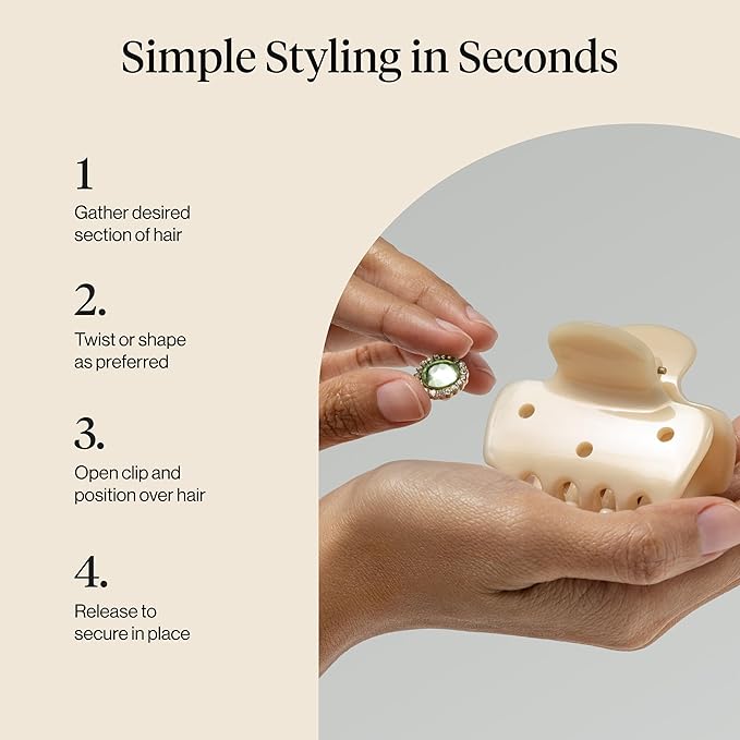 KitschPop ™ Hair Clips For Women with Charm Sets -Customizable Cloud Claw Clip With Interchangeable Collectible Cute Charms | Ideal Gifts For Women - Pearlized Cream, 7pcs Set
