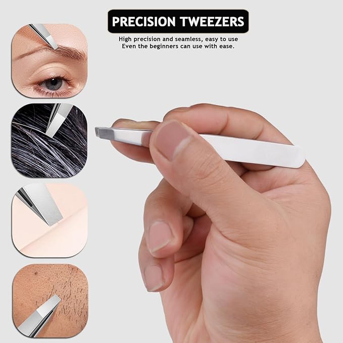 Travel Manicure Set Professional Nail Clipper Kit-5 Pieces Stainless Steel Manicure Kit, Women Men Grooming kit With Nail Care Tools Beauty Scissors Tweezers (Silver Blue)
