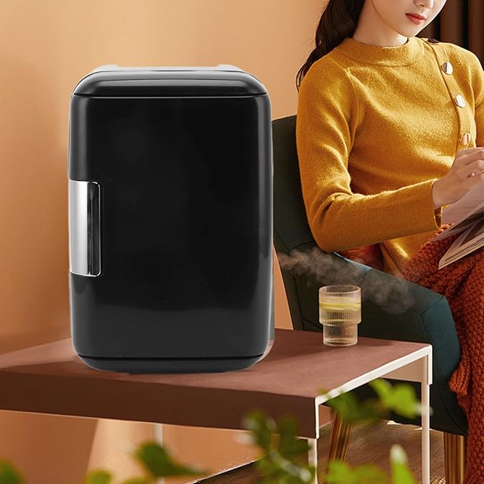 Mini Fridge Cooler Warmer, 4L 6 Portable Beauty Refrigerator for Bedroom, Car, Skincare, Cosmetics, Beauty Fridge with Removable Shelf Design and Energy Saving (US Plug)