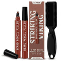 Striking Viking Beard Pencil Filler for Men - Red Brown, 2 Pack - Temporary Beard Dye - Waterproof Sweatproof Long Wear Beard Filler Pen for Touchups & Gap Contouring - Enhances Facial Hair