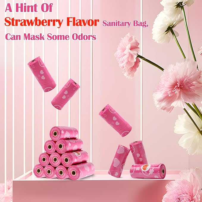150Pcs Sanitary Napkin Disposal Bags, Luxiv Pink Disposable Sanitary Bag Personal Care Disposal for Tampons Trash Bag, Disposable Mini Bags for Women Privacy Handling Bag Diaper Sack