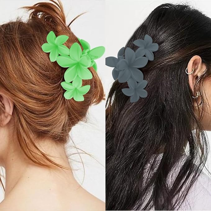 Ahoney 6PCS Flower Hair Clips for Women Strong Hold Nonslip, Big Flower Claw Clip for Thick Hair, Hawaiian Hibiscus Cute Hair Clips Beach Hair Accessories for Women Girls 12