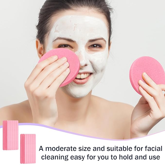 Mifoci 960 Pieces Pink Compressed Facial Sponges for Estheticians, Makeup Removal Sponge Pads for Women Spa Exfoliating Face