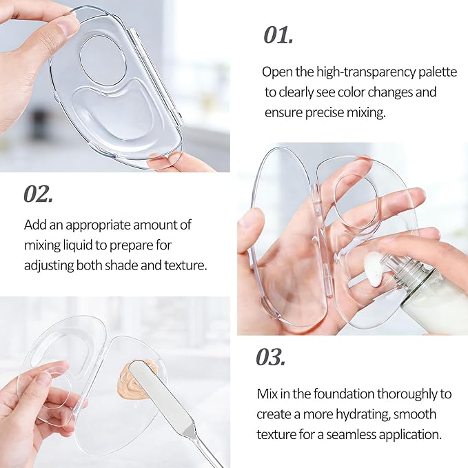 2 PCS Transparent Acrylic Makeup Mixing Palette with Sealed Storage – Liquid Foundation Holder, Nail & Pigment Blending Board
