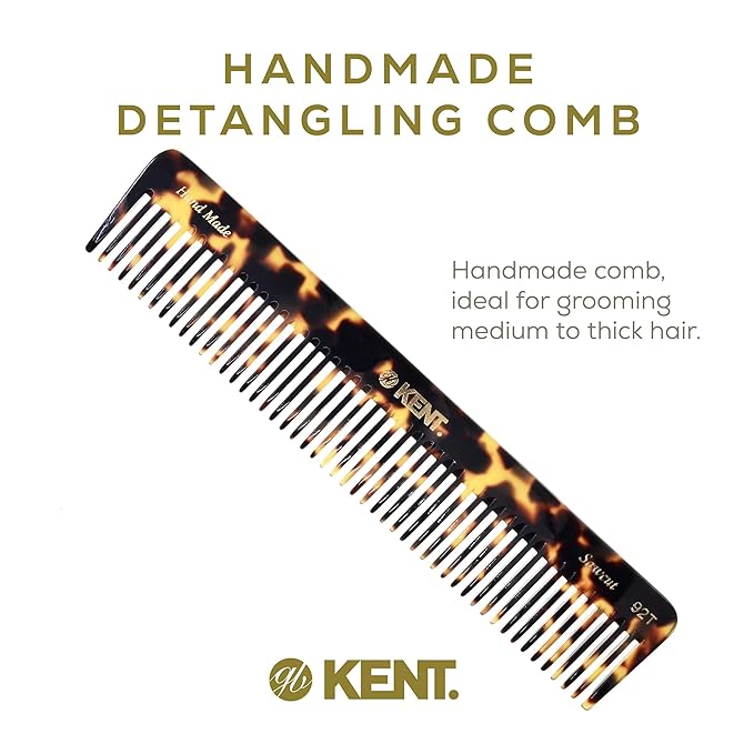 Kent 92T TY Wide Tooth Women’s Detangler Comb for Curly, Wavy, and Thick Hair – Ideal for Use on Wet Hair – Gentle, Shower Comb for – Anti-Static, Smooth - Styling Tool by Kent