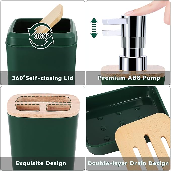 Dark Green Bathroom Sets with Shower Curtain and Rugs,Bathroom Sets Shower Curtain Set with Extra Soft and Absorbent Bathroom Rugs Green Bathroom Accessories