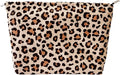 Leopard Print Corduroy Makeup Bag for Women – Soft Cosmetic Travel Pouch with Zipper Closure, Large Toiletry Organizer with Lining, Stylish Animal Print Makeup Case for Purse or Travel