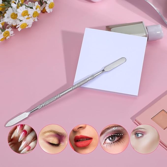 100 Sheets Disposable Nail Art Palette Paper,Makeup Mixing Palette Paper,2 Sizes of Waterproof Portable Nail Art Palette with Stainless Cosmetic Spatula for Makeup Nail Gel Mixing Home Salon
