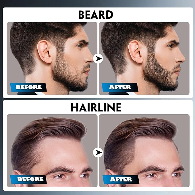 Beard Pencil Filler for Men Black - Beard Pen with Brush, Barber Pencil Smudge-proof & Water-proof Grooming Kit for Men Creating Natural Beard Color, Gifts for Men (Black)