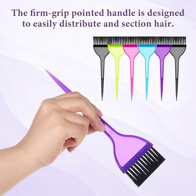 6 PCS Color Brushes, Hair Dye Brush, Color Brushes for Hair Stylist, Professional Hairs Coloring Brush with Tapered Handle for Salon, Home DIY, Root Touch, Highlights