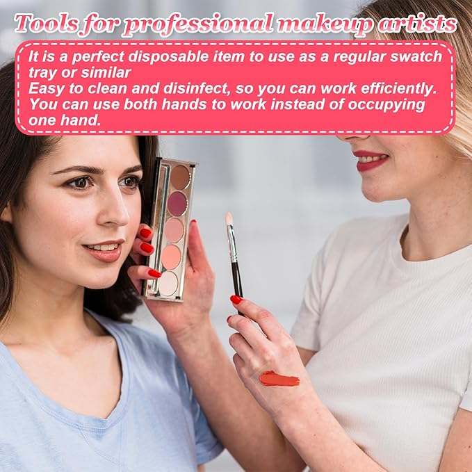 200 Pcs Disposable Adhesive Makeup Hand Palette Single Use Waterproof Makeup Mixing Palette Paper Adhesive Cosmetic Make Up Tape Transparent Cosmetic Tray Clear Foundation Mixing Tray for Women Girls