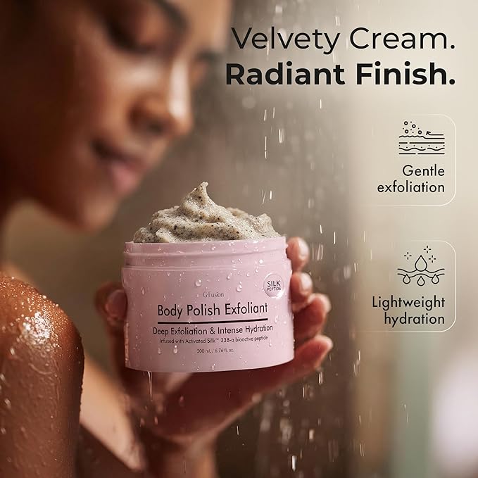 Silk Peptide Body Polish Gentle Exfoliant - Honey & Coconut Body Scrubs with Shea Butter, Exfoliants & Hydrating Oils for Smooth, Glowing Skin – Deep Moisturizing & Radiance Boosting Formula