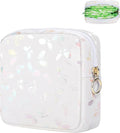 Period Bag Pouch, Leather Sanitary Napkin Storage Bag for Girls Womens, Portable Sanitary Napkin Period Pad Pouch Bag for Purse, Small Make Up Bags(White Butterflies)