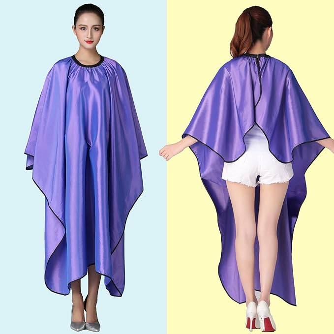 Barber Cape, Professional Hair Salon Cape with Adjustable Metal Clip, Shampoo Hair Cutting Cape for Barbers and Stylists - 55 x 63 inches (Purple)