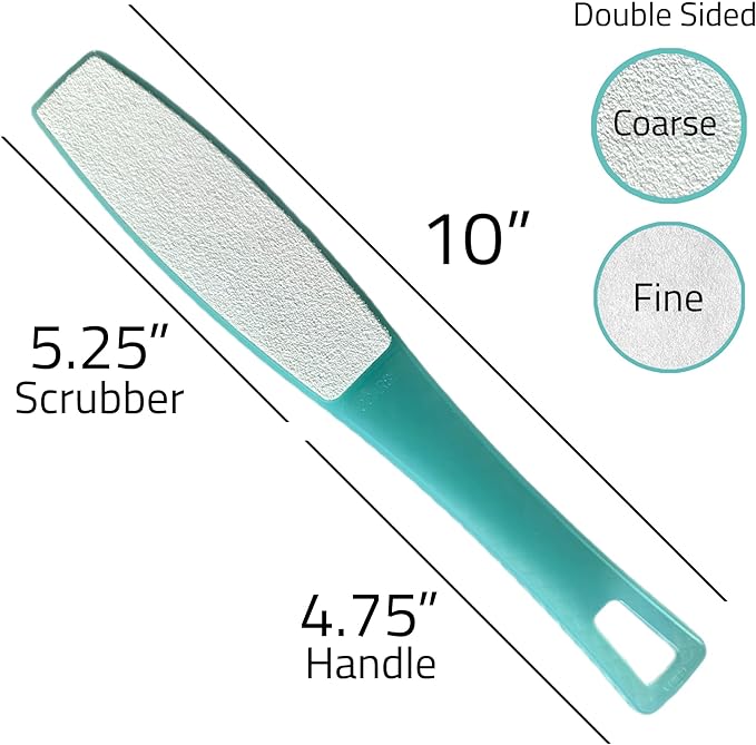 3 ALAZCO Double Sided Foot File Pumice Ergonomic Handle Scrubber Immediate Result Smooth Feet Heel Scraper Exfoliate Buffer Dead Skin Callus Corn Emery Fine & Coarse Pedicure Tool