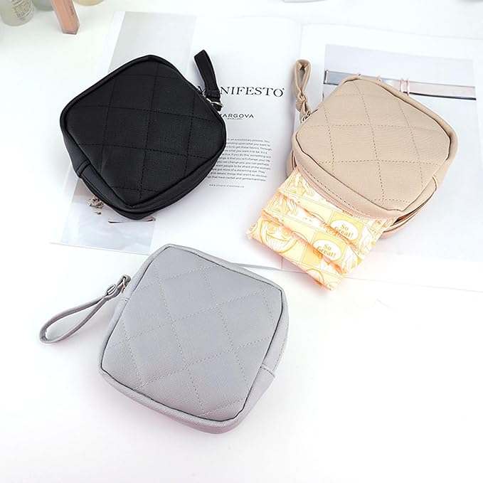 Sanitary Napkin Storage Bags, Portable Makeup Bag, Portable Feminine Product Pouch, Reusable Menstrual Pads Storage Organizers Pouch (Black)