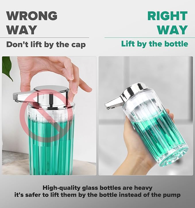Automatic Soap Dispenser Foam for Kitchen: 11 OZ Glass Touchless Clear Auto Foaming Soap Dispenser for Bathroom - Hand Dish Lotion Home Countertop Kids - Family Couple