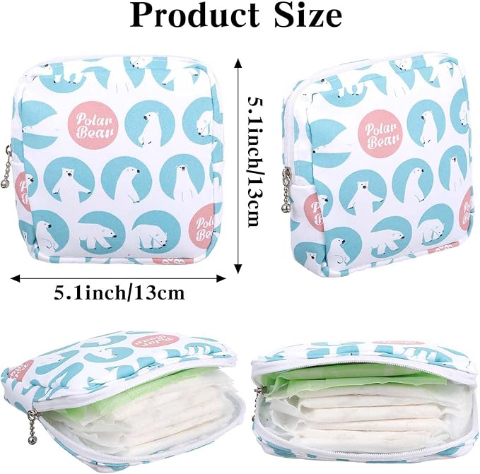 3 PCS Sanitary Pad Storage Bag Portable Period Bag for Teen Pads/Sanitary Napkins/Tampons, Sanitary Napkin Storage Bags First Period Gifts for School, Hygiene Bags Travel Containers (Pink,Grey, Blue)
