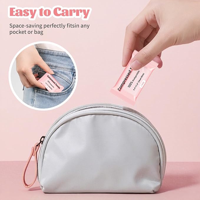 Compressed Disposable Face Towel, Thicker Individually Packaged Compressed Towels Dry Wipes, 30 PCS Large Size Coin Tissue Portable Washcloth for Travel Camping Hiking Outdoor Sports Beauty Salon